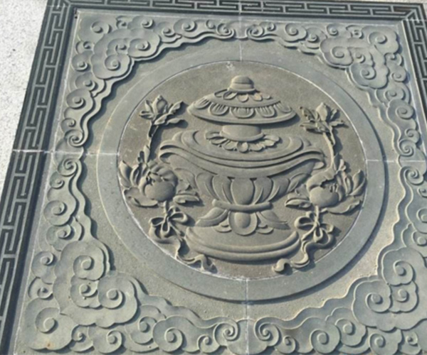 芝麻黑庙宇拼接浮雕.